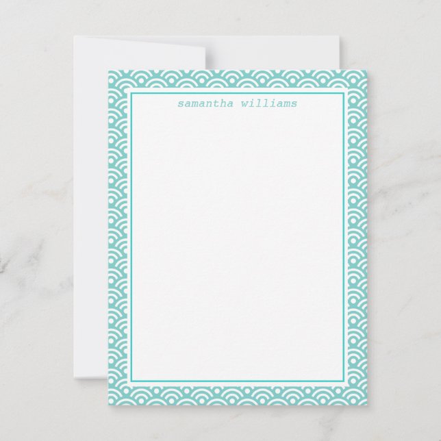 Tarjeta Pequeña Patrón Seigaiha japonés Aqua (Anverso)