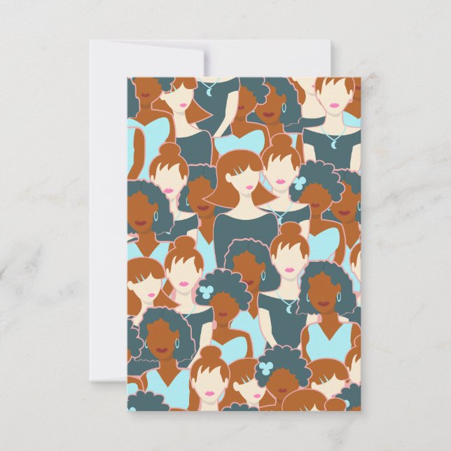 Tarjeta Pequeña Patrón sin fisuras con chicas negros y chicas blan (Anverso)