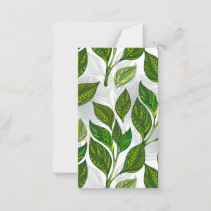 Tarjeta Pequeña Patrón sin inconvenientes con hojas de té verdes
