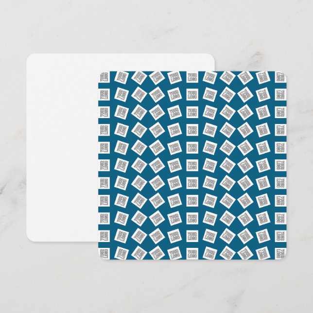 Tarjeta Pequeña Patrón único de logotipo o imagen | Azul (editable (Anverso / Reverso)