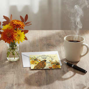 Tarjeta Pequeña pavo real de otoño