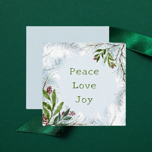 Tarjeta Pequeña Paz Amor Alegría Vacacional Pine Greenery (Subido por el creador)