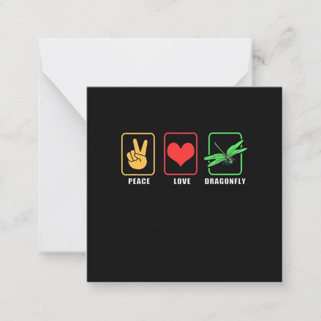 Tarjeta Pequeña Paz Amor Libélula (Anverso)