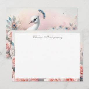 Tarjeta Pequeña Peaca blanca con rosas rosadas Rubor personalizada