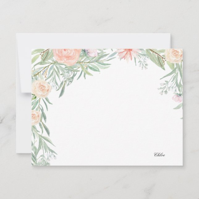Tarjeta Pequeña Peach Floral Canopy | Stationery personalizada (Anverso)