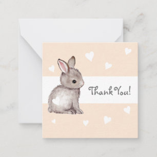 Tarjeta Pequeña Peach Heart Bunny Baby Shower Gracias Notecards