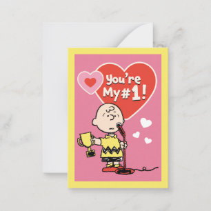 Tarjeta Pequeña Peanuts   Charlie Brown ¡Eres mi #1!