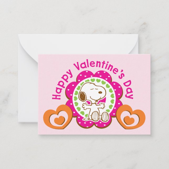 Tarjeta Pequeña Peanuts | Snoopy Floral Hearts Valentine (Anverso)
