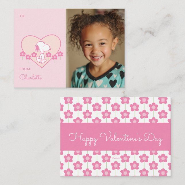 Tarjeta Pequeña Peanuts | Snoopy Heart Photo Valentine (Anverso / Reverso)