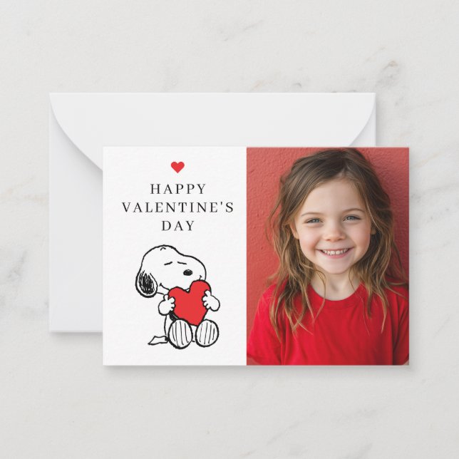 Tarjeta Pequeña Peanuts | Snoopy Heart Photo Valentine (Anverso)