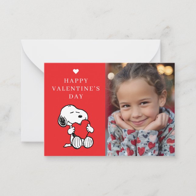 Tarjeta Pequeña Peanuts | Snoopy Heart Photo Valentine (Anverso)