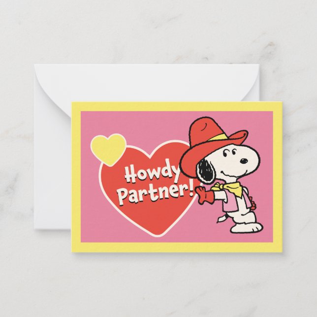 Tarjeta Pequeña Peanuts | Snoopy Howdy Valentine (Anverso)
