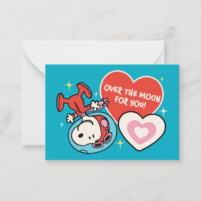 Tarjeta Pequeña Peanuts | Snoopy Over The Moon For You (Anverso)