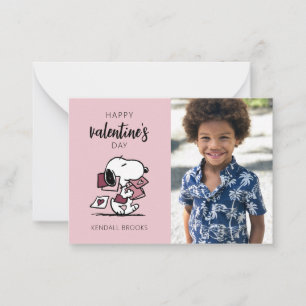 Tarjeta Pequeña Peanuts   Snoopy reparte Valentines