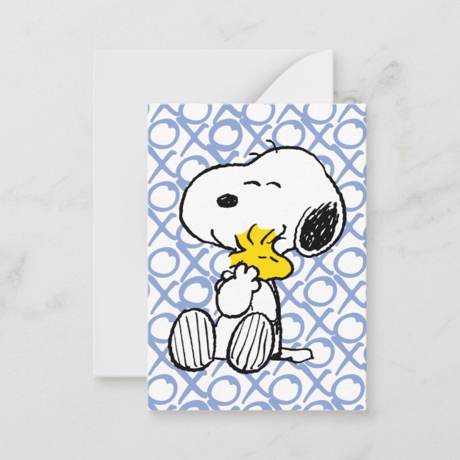 Tarjeta Pequeña Peanuts | Snoopy & Woodstock XOXO Hugs (Anverso)