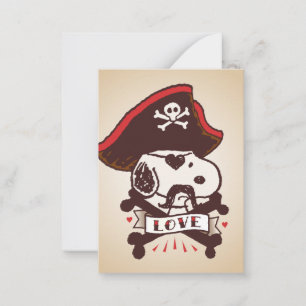 Tarjeta Pequeña Peanuts Tatuaje de pirata de Snoopy para San Val