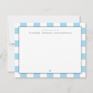 Tarjeta Pequeña Película Blue Stripes & Heart Baby Boy Gracias