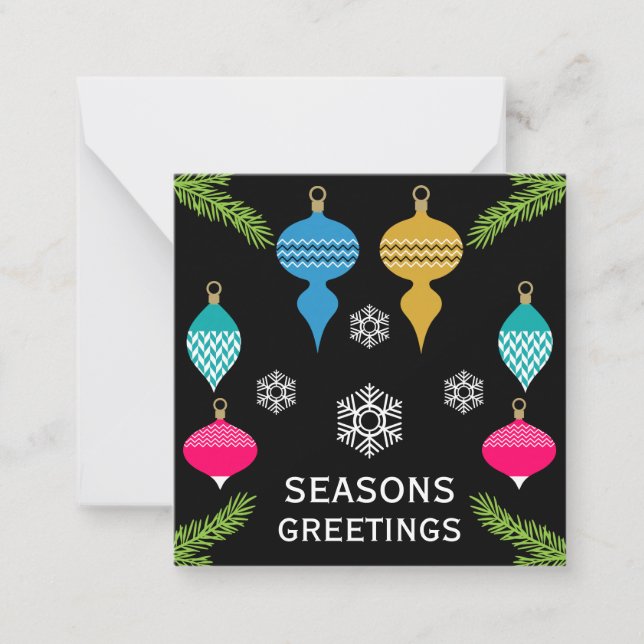 Tarjeta Pequeña Pelota decorativa de Navidades retro ornamentales (Anverso)