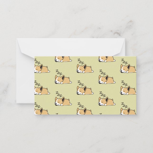 Tarjeta Pequeña Pembroke Welsh Corgi Dleeping Dog Lover ZZZ (Anverso)