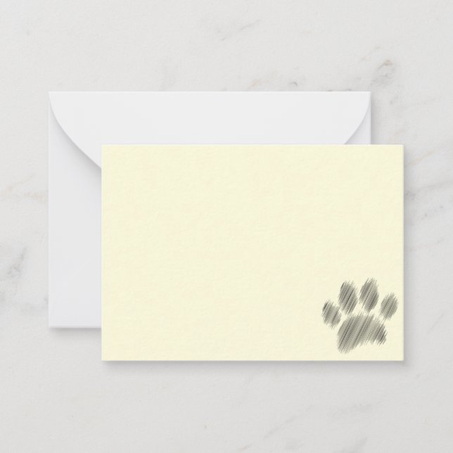 Tarjeta Pequeña Pencil Sketched Dog Paw Digital Art Cream (Anverso)