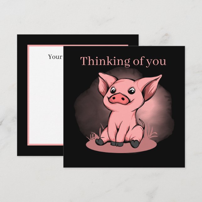 Tarjeta Pequeña Pensamiento lindo que los amantes de los cerdos añ (Anverso / Reverso)