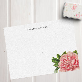 Tarjeta Pequeña Peonía de acuarela rosa botánica personalizada