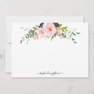 Tarjeta Pequeña Peonía rosa y vegetación floral Rubor personalizad