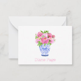 Tarjeta Pequeña Peonies Chinoiserie Vase Personalizado Stationaliz