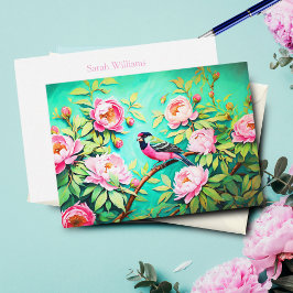 Tarjeta Pequeña Peony Pine Gosbeak ai Pintura de aceite de arte