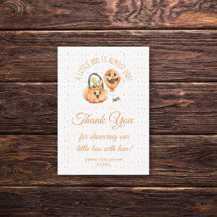 Tarjeta Pequeña pequeña boo, ducha de bebé de halloween gracias na