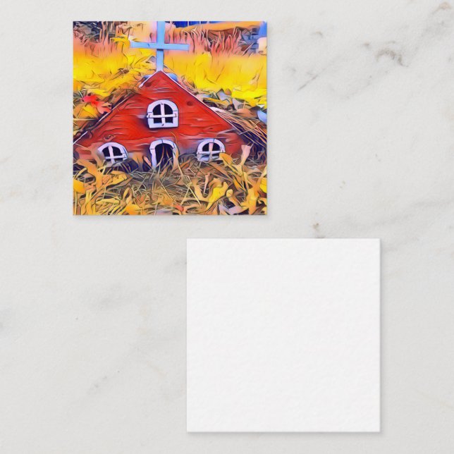 Tarjeta Pequeña Pequeña Casa de Hadas Rojas (Anverso / Reverso)