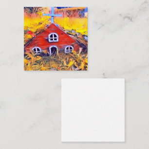 Tarjeta Pequeña Pequeña Casa de Hadas Rojas