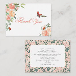 Tarjeta Pequeña Pequeña Dama Ladybug Rosas Baby Shower Gracias