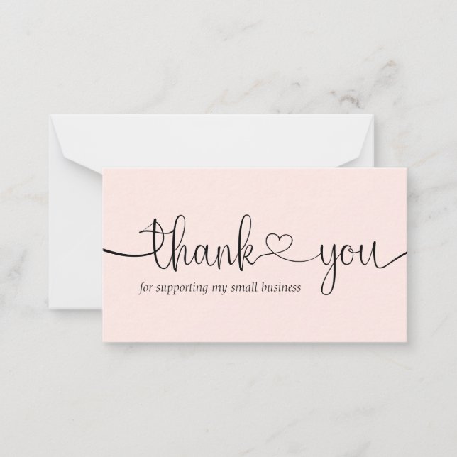 Tarjeta Pequeña Pequeña Empresa Rosa Moderna Mínima Gracias (Anverso)