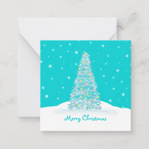 Tarjeta Pequeña Pequeño árbol de Navidad azul turquesa lindo