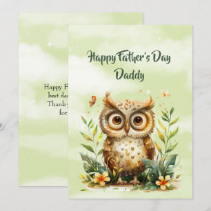 Tarjeta Pequeña Pequeño búho marrón Feliz Día del Padre Papá