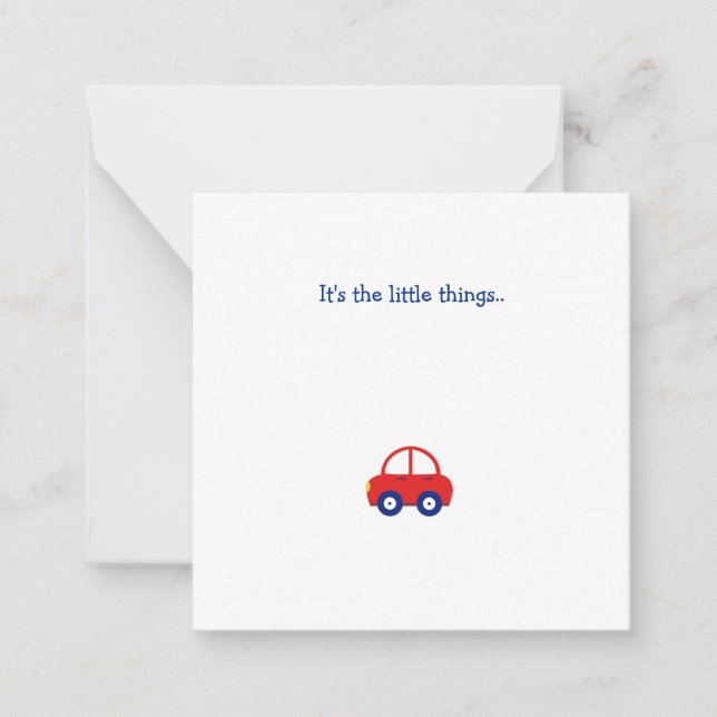 Tarjeta Pequeña Pequeño Día de Aniversario del Coche Rojo Gracias  (Anverso)