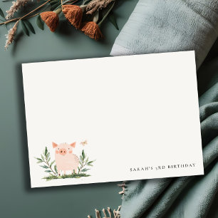 Tarjeta Pequeña Pequeño y pequeño cerdito Foliage Mariposa Niños C