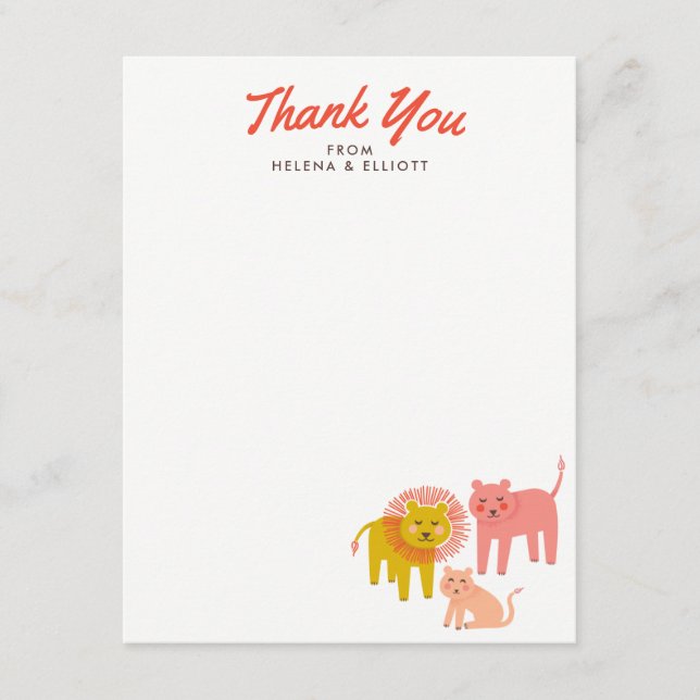 Tarjeta Pequeña Pequeños Libios Llanos Baby Shower Gracias Cartas  (Anverso)