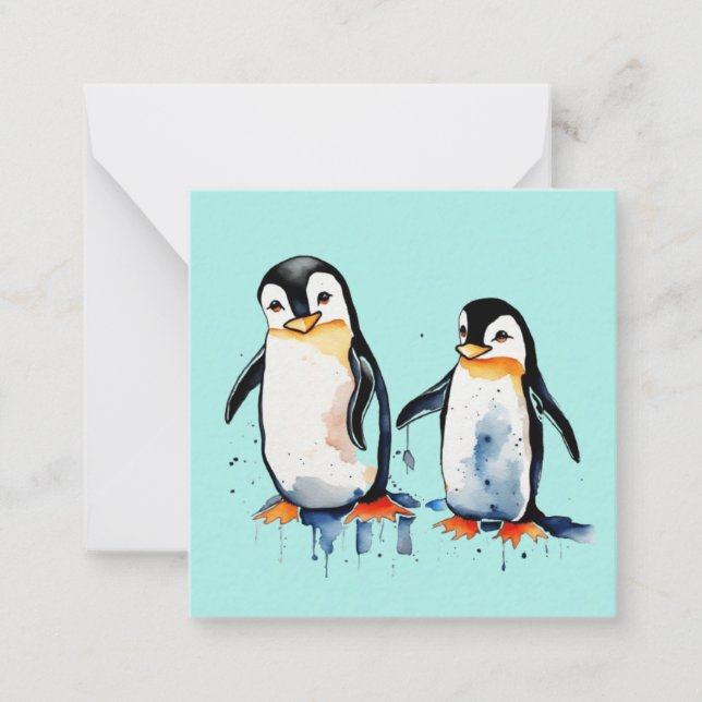 Tarjeta Pequeña Pequeños pingüinos (Anverso)