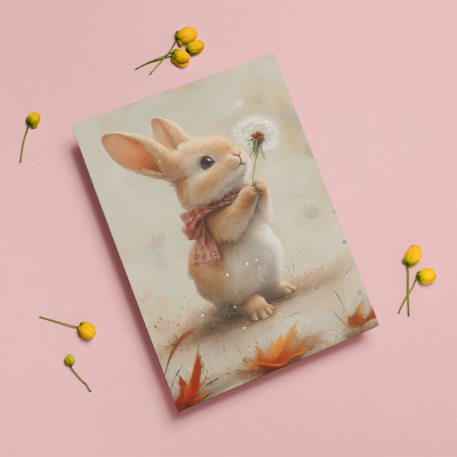 Tarjeta Pequeña Perdón por tu pérdida, conejito con diente de león (Subido por el creador)