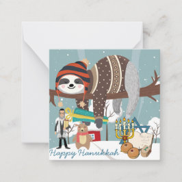 Tarjeta Pequeña Perezoso de Hanukkah Adorable