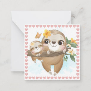 Tarjeta Pequeña Perezoso Lindo