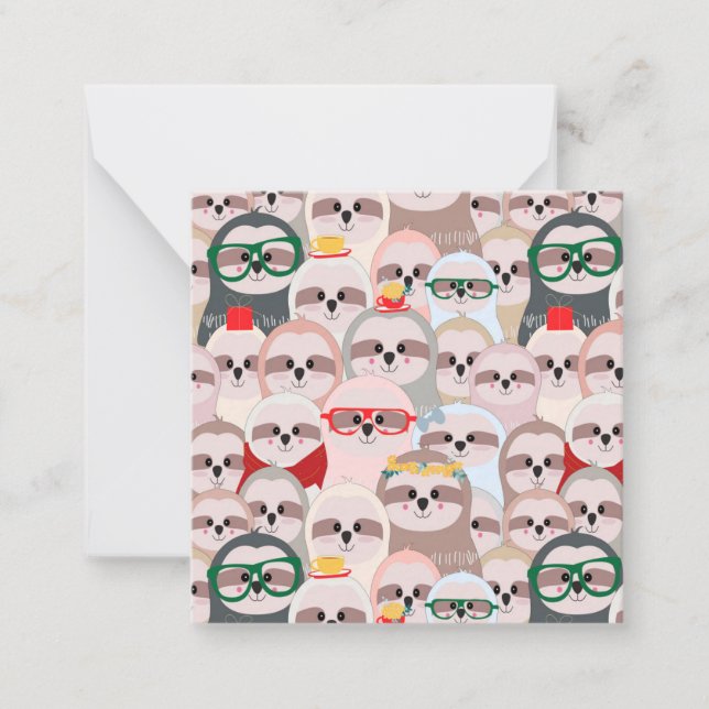 Tarjeta Pequeña Perezosos Lindos (Anverso)