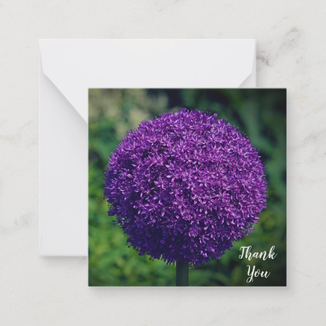 Tarjeta Pequeña Perfecta Flor de Allium Púrpura Gracias Personal (Anverso)