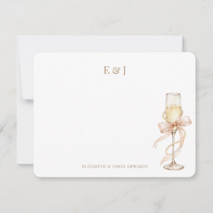 Tarjeta Pequeña Perlas Doradas y Monograma de Pareja Elegante Pros