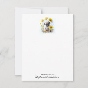 Tarjeta Pequeña Perrito Pug Adorable Cachorro Personalizado Acuare