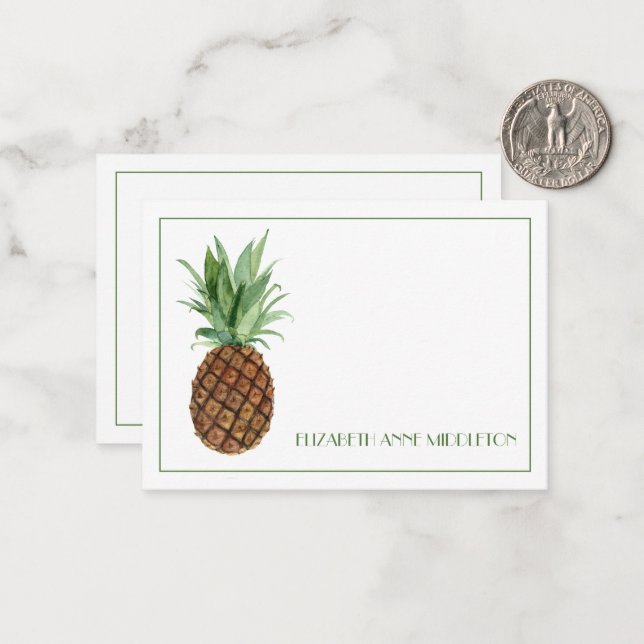 Tarjeta Pequeña Perrito Tropical Pineapple Personalizado (Anverso/Reverso In Situ)