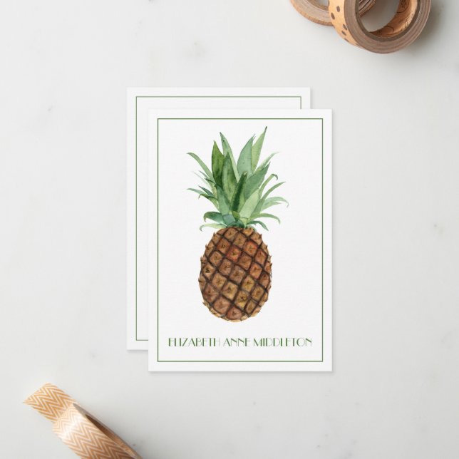 Tarjeta Pequeña Perrito Tropical Pineapple Personalizado (Anverso/Reverso In Situ)