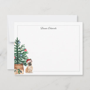 Tarjeta Pequeña Perro Bulldog Francés de Navidad Árbol de Navidad